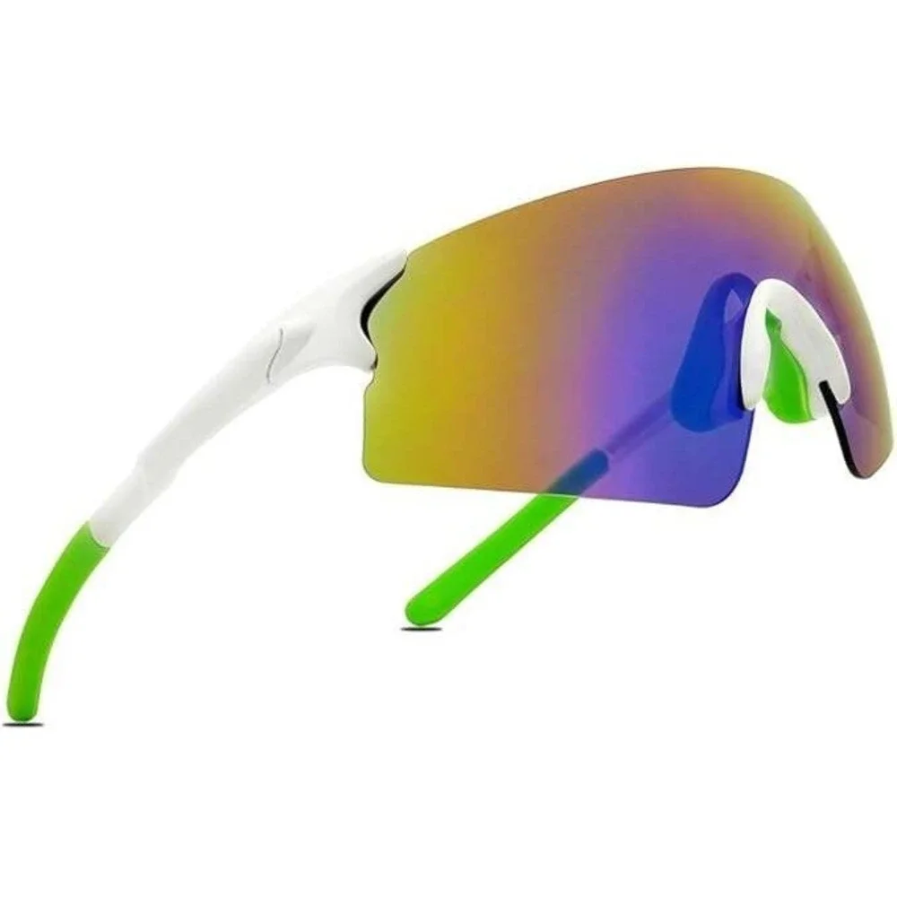 Sport Sunglasses Cycling Running Glasses UV Protection White Frame Blue Mirror‎